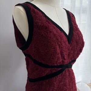 JS Collection Scarlet Floral Lace Dress 8 Velvet Trim Romantic Goth Cocktail Red